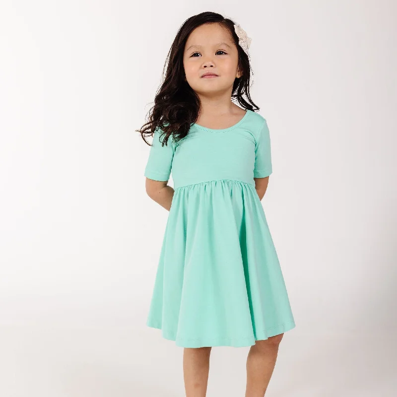 The Short Sleeve Ballet Dress in Aquamarine