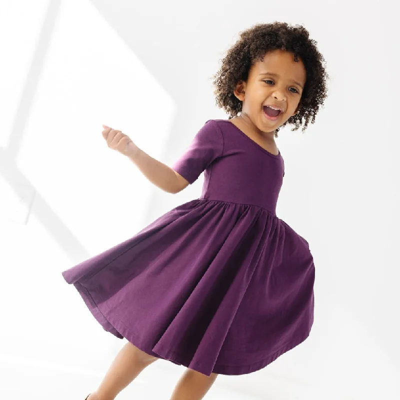 The Short Sleeve Ballet Dress in Plum