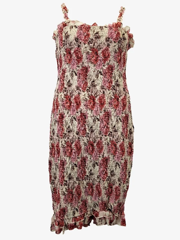 Ayana Shirred Dusty Rose Midi Dress Size 12