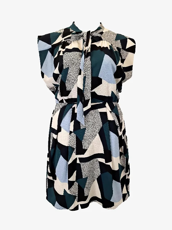 Cue Geometric Stylish Work Midi Dress Size 10