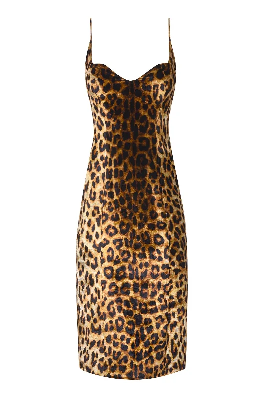 Leopard Velvet Midi Dress