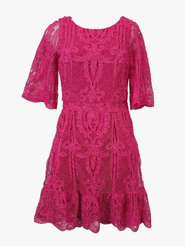 Review Fuchsia Broderie Tailored Cocktail Midi Dress Size 8