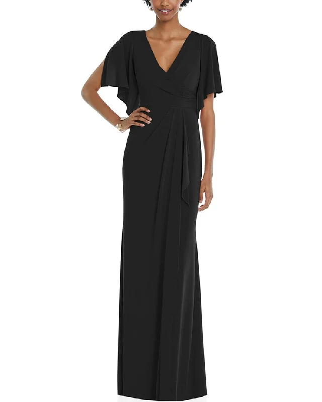 Dessy Collection Faux Wrap Split Sleeve Maxi Dress