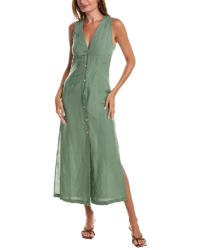 Onia Air Linen-Blend Button Down Maxi Dress