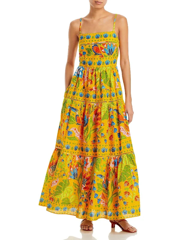 Summer Garden Womens Ladder Stitch Long Maxi Dress