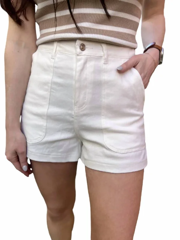 Front Pocket Shorts In White