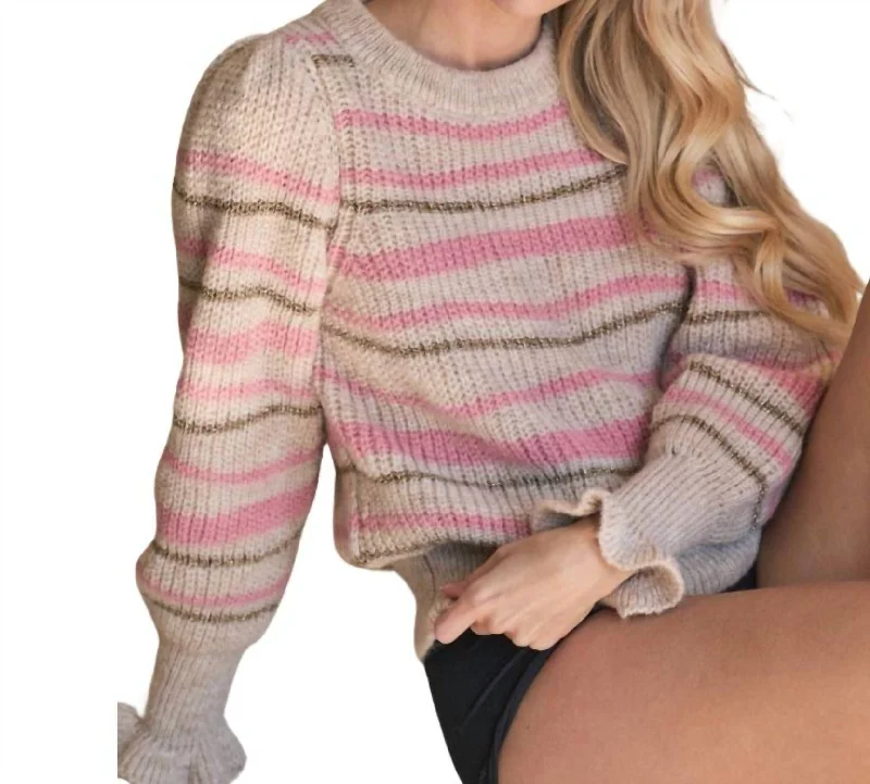 Bailey Stripe Sweater In Rose Stripe