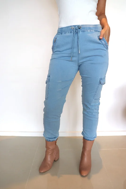 Cargo Denim Jeans in Blue