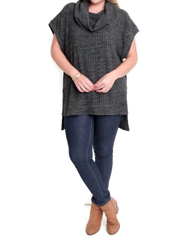 Cowl Neck Tunic Sweater - Plus In Oreo