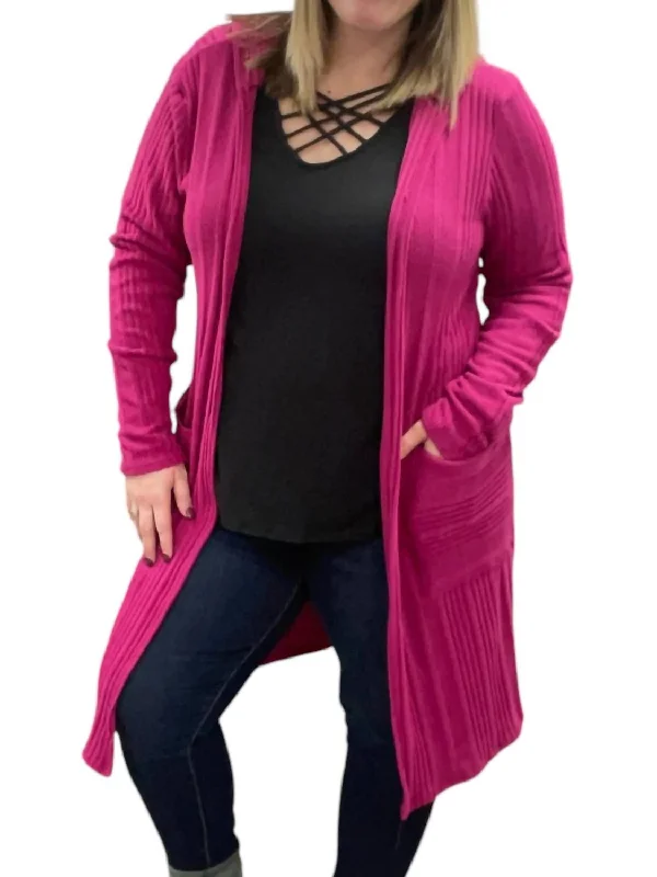 Duster Cardigan In Fuchsia