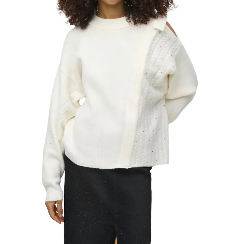 Embellished Crew Neck Sweater In Ivory