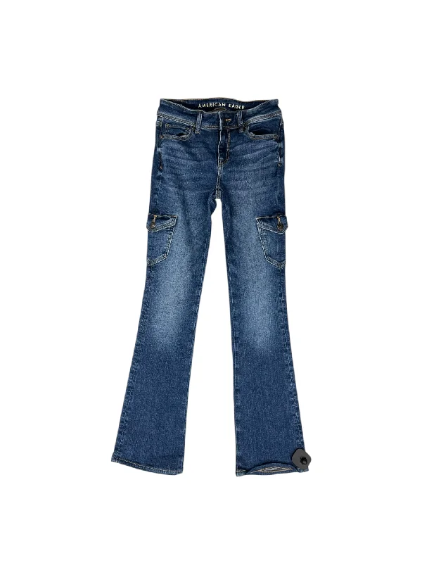 Jeans Flared By American Eagle In Blue Denim, Size: 0