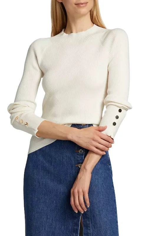 Kassandra Ribbed Mock Neck Sweater In Ivory