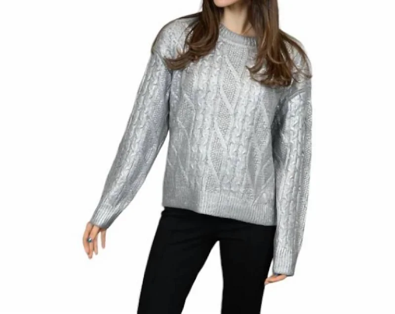 Rowayne Foil Sweater In Silver