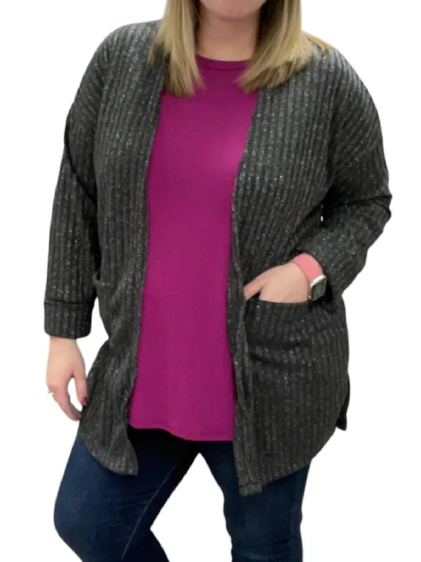 Sparkle Cardigan In Charcoal