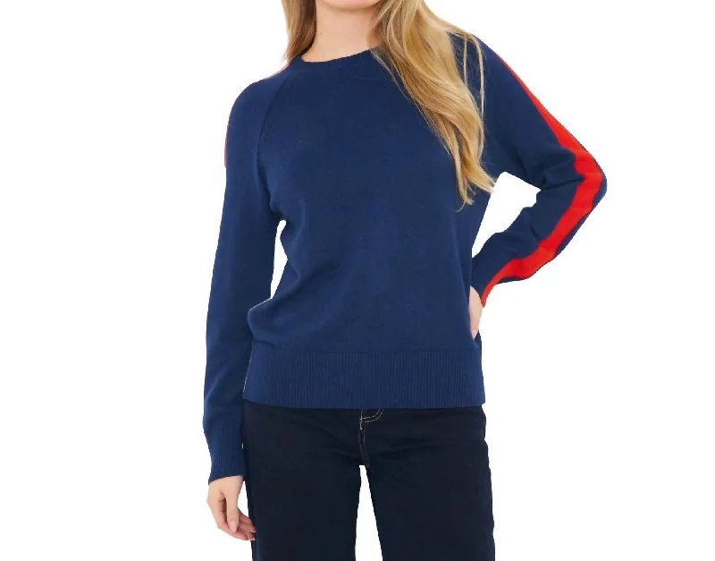 Stripe Up Crewneck Sweater In Hello Sailor/ice Water Pomodori